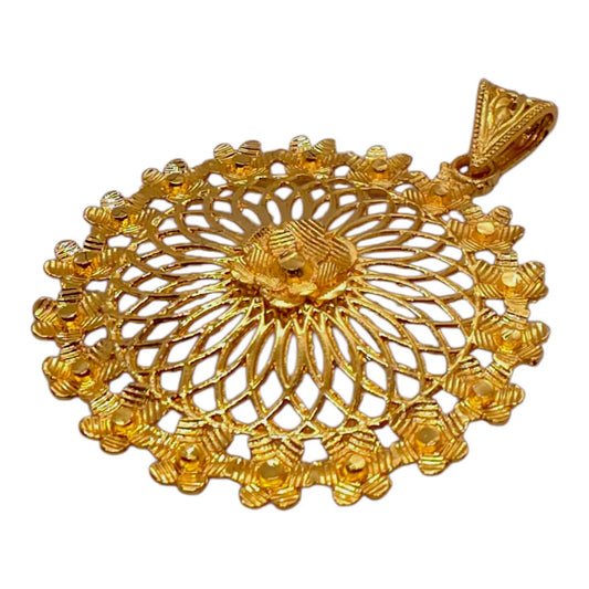 Floral Design Gold Finish Round Pendant for Women - Gehnasale