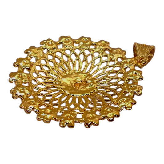 Floral Design Gold Finish Round Pendant for Women - Gehnasale