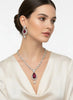 Red Stone CZ Necklace Set with Earrings