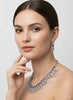 Purple Stone Silver CZ Necklace Set with Earrings