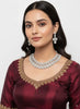 Heavy Bridal CZ Diamond Choker Necklace Set with Long Earrings