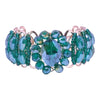 Green Crystal Beaded Bracelet with Gold Wirework for Women