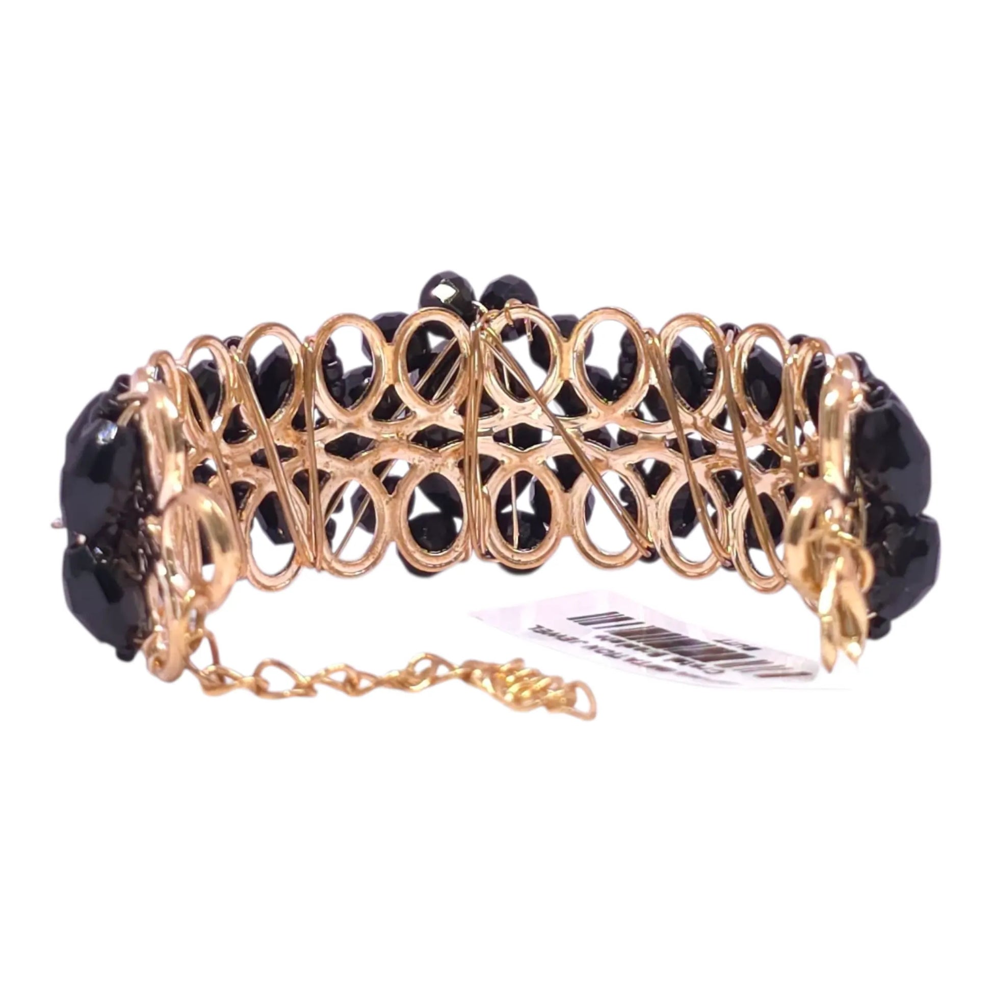 Black Crystal Beads Bracelet – Adjustable Fancy Party Wear Bracelet - Gehnasale