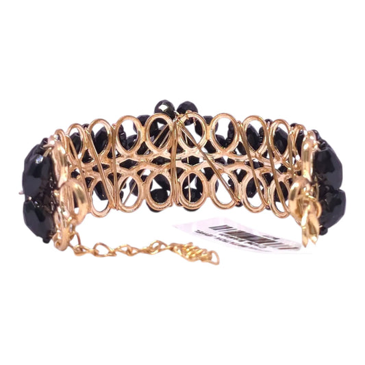 Black Crystal Beads Bracelet – Adjustable Fancy Party Wear Bracelet - Gehnasale