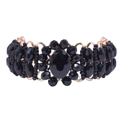 Black Crystal Beads Bracelet – Adjustable Fancy Party Wear Bracelet - Gehnasale