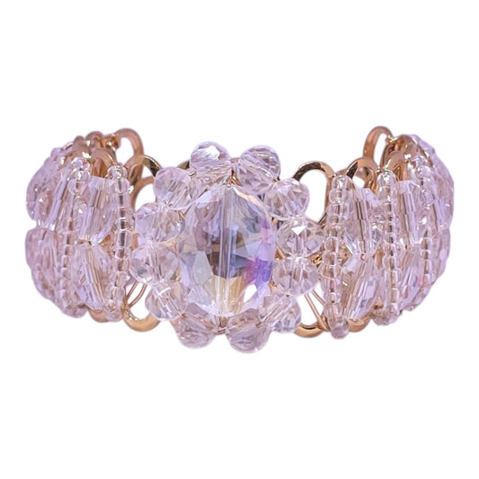 Transparent Crystal Beads Bracelet – Elegant Adjustable Party Bracelet - Gehnasale