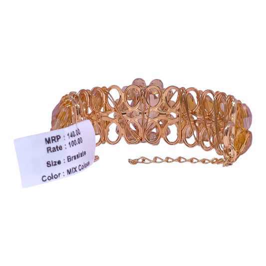 Golden Peach Crystal Bracelet – Adjustable Fancy Beads Bracelet for Girls - Gehnasale
