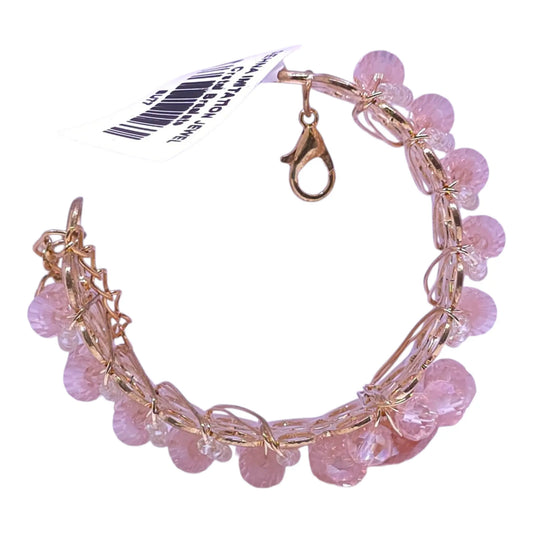 Light Pink Crystal Beads Bracelet – Adjustable Fancy Bracelet for Girls - Gehnasale