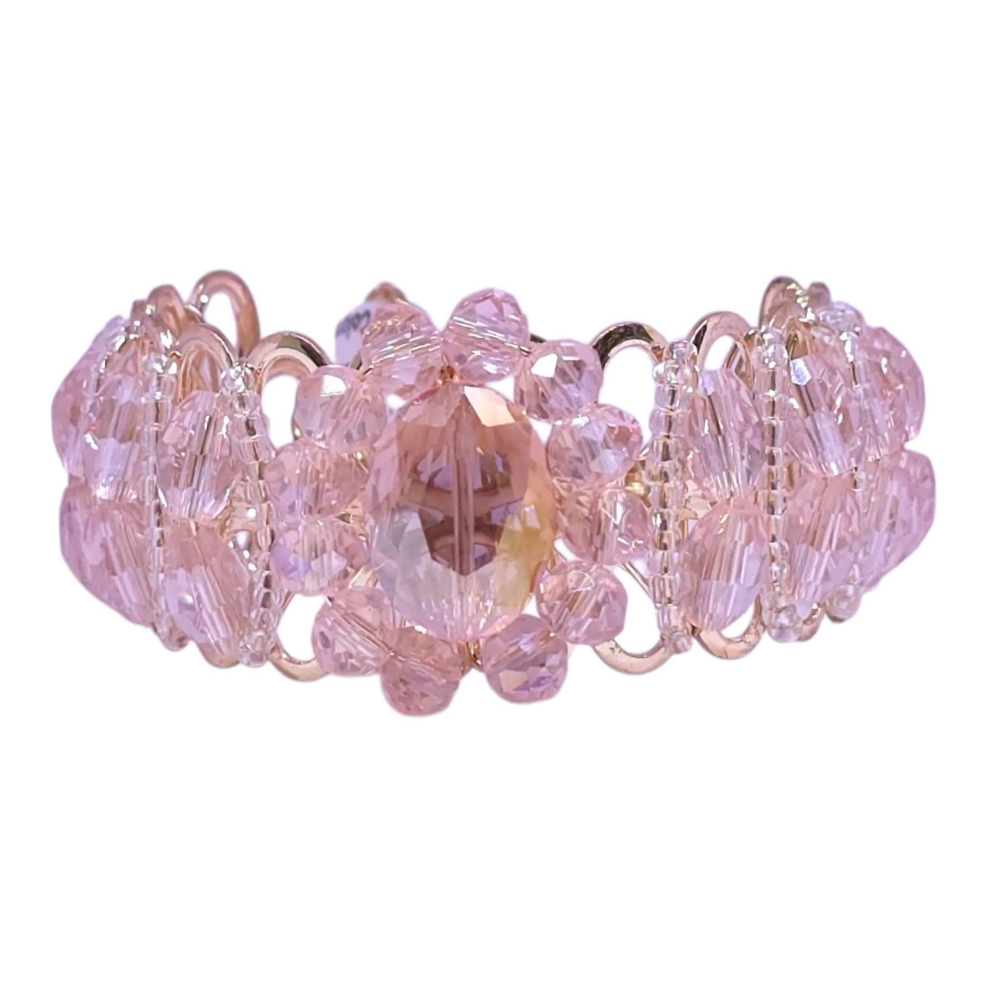 Light Pink Crystal Beads Bracelet – Adjustable Fancy Bracelet for Girls - Gehnasale