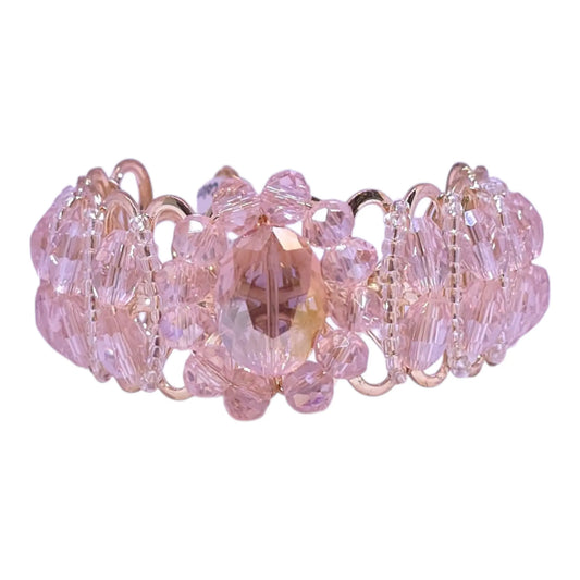 Light Pink Crystal Beads Bracelet – Adjustable Fancy Bracelet for Girls - Gehnasale