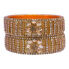 Beige Golden Floral Stone Bangle Set – Traditional Wedding Jewelry