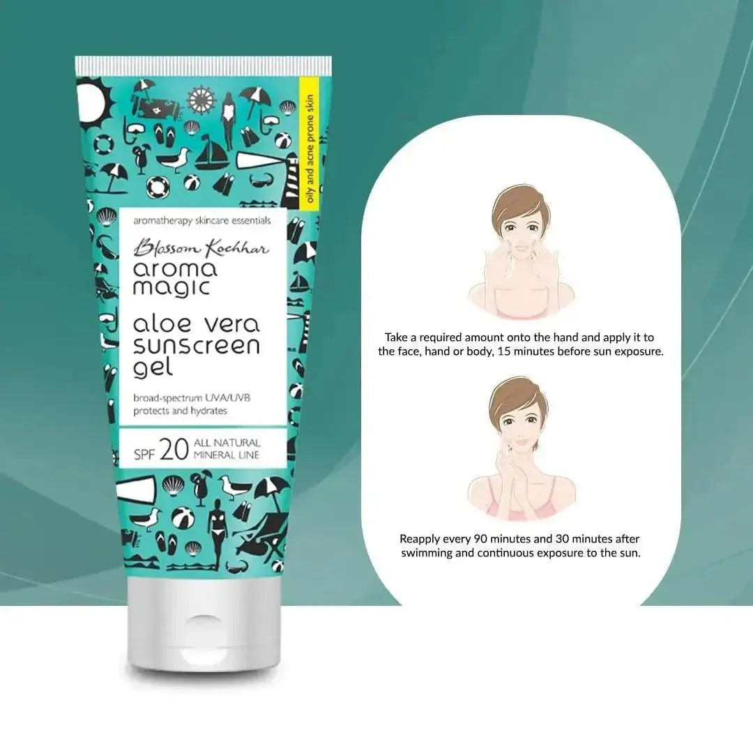 Aroma Magic Aloe Vera Sunscreen Gel SPF 20 | UVA/UVB Protection | 100ml - Gehnasale