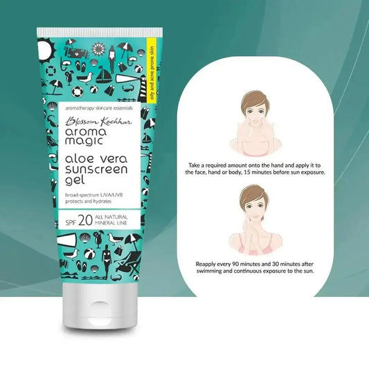 Aroma Magic Aloe Vera Sunscreen Gel SPF 20 | UVA/UVB Protection | 100ml - Gehnasale