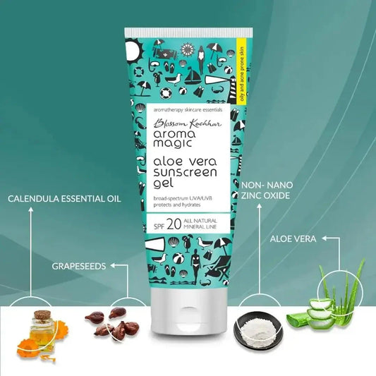 Aroma Magic Aloe Vera Sunscreen Gel SPF 20 | UVA/UVB Protection | 100ml - Gehnasale