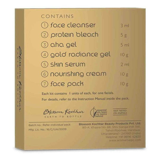 Aroma Magic Gold Facial Kit – Single Use | Pack of 7 | 7-Step Facial for Radiant, Golden Glow