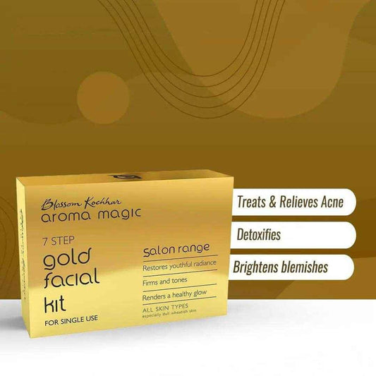 Aroma Magic Gold Facial Kit – Single Use | Pack of 7 | 7-Step Facial for Radiant, Golden Glow
