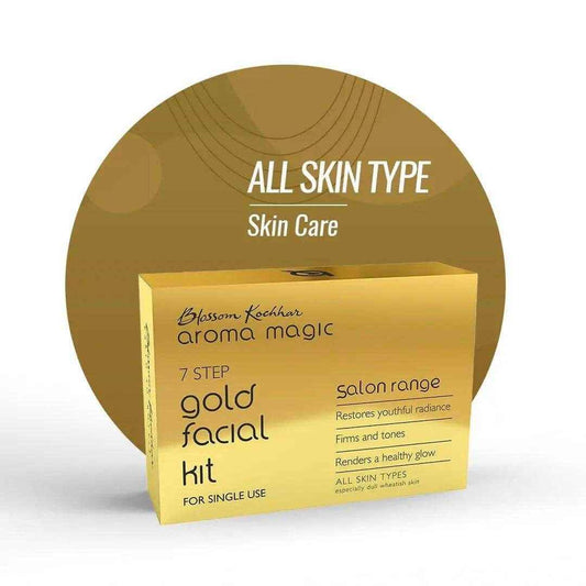 Aroma Magic Gold Facial Kit – Single Use | Pack of 7 | 7-Step Facial for Radiant, Golden Glow
