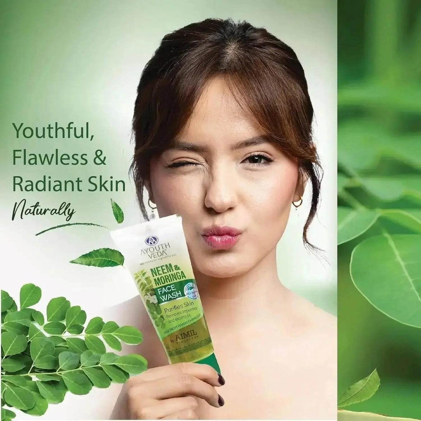 ayouthveda neem & moringa face wash | anti-acne, oil control & deep cleansing | pack of 2 (50g each)