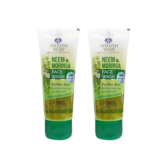 Ayouthveda Neem & Moringa Face Wash | Anti-Acne, Oil Control & Deep Cleansing | Pack of 2 (50g Each)