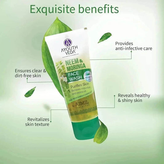 Ayouthveda Neem & Moringa Face Wash | Anti-Acne, Oil Control & Deep Cleansing | Pack of 2 (50g Each)