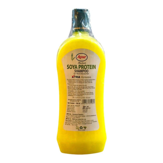 Ayur Herbal Soya Protein Shampoo with Natural Conditioner – pH Balanced Hair Cleanser for Thin & Delicate Hair (Herbal Collection)