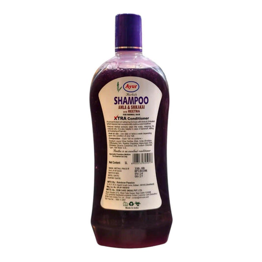 Ayur Herbals Amla & Shikakai with Reetha Shampoo (1L) | Natural Hair Cleanser for Normal Hair