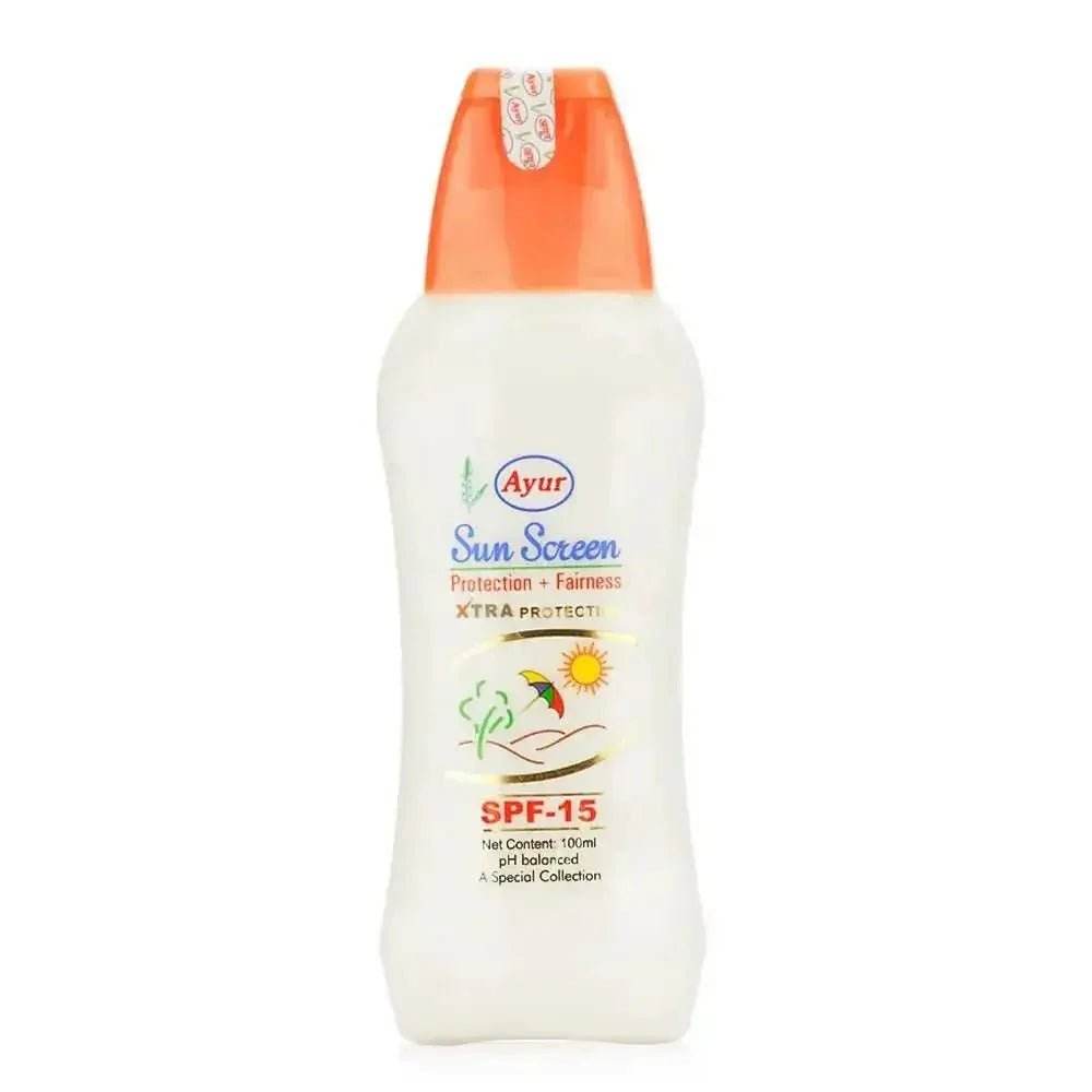 ayur herbals sunscreen lotion spf 15 | for all skin types | 100ml