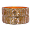 Beige Golden Floral Stone Bangle Set – Traditional Wedding Jewelry