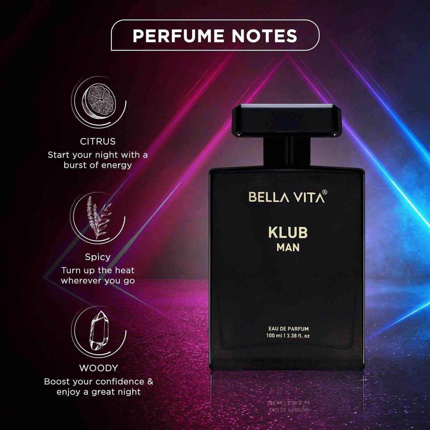 bella vita klub man fragrance - 100ml premium long-lasting eau de parfum for men