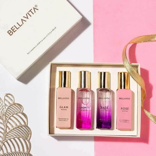 Bella Vita Luxury Woman Eau De Parfum Gift Set - 4x20 ml (Date, Senorita, Glam, Rose) | Floral & Fruity Long-Lasting EDP Fragrance for Women | Perfect Gift Set