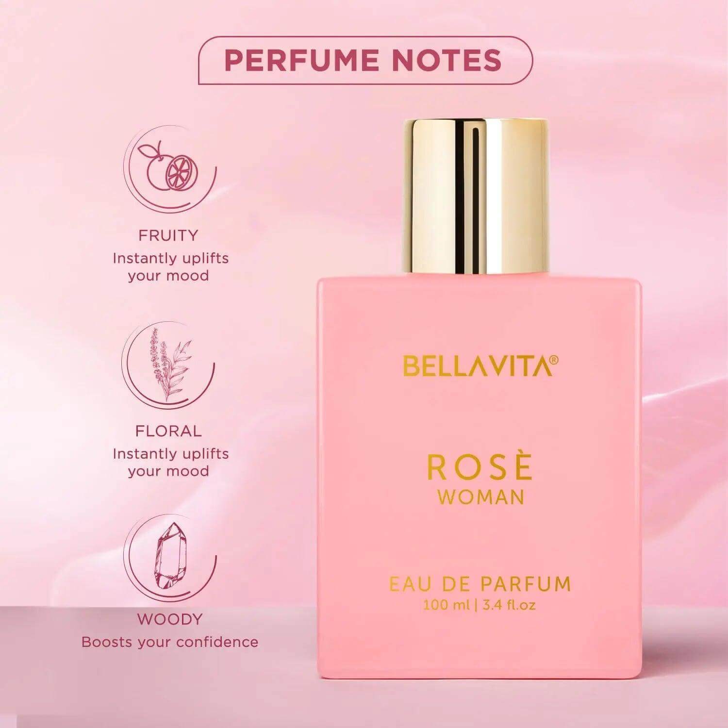 Bellavita Rose Women's Perfume - Everyday Wear Fragrance, 100ml