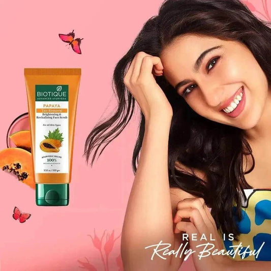 Biotique Papaya Tan Removal Face Scrub | Brightening & Exfoliating | 100g