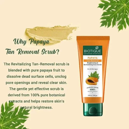 Biotique Papaya Tan Removal Face Scrub | Brightening & Exfoliating | 100g