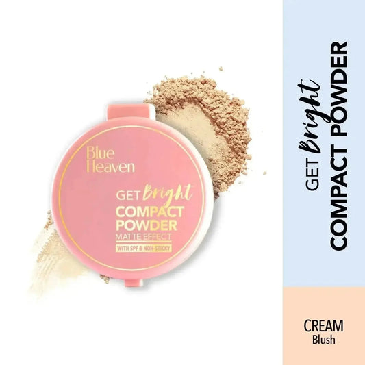 Blue Heaven Get Bright Compact Powder | SPF Protection | Oil-Free | Matte Finish | Lightweight Formula | Cream Shade | 16g - Gehnasale