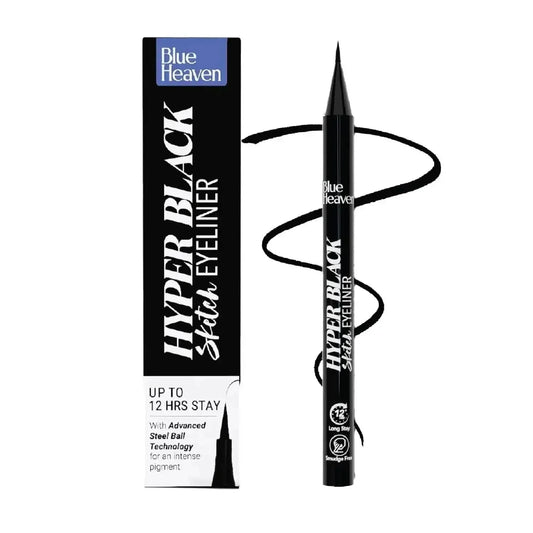 Blue Heaven Hyper Black Sketch Eyeliner Pen – 12hr Stay, Matte Finish, Waterproof & Smudge-Proof, One-Stroke, Advanced Steel Ball Technology - Gehnasale