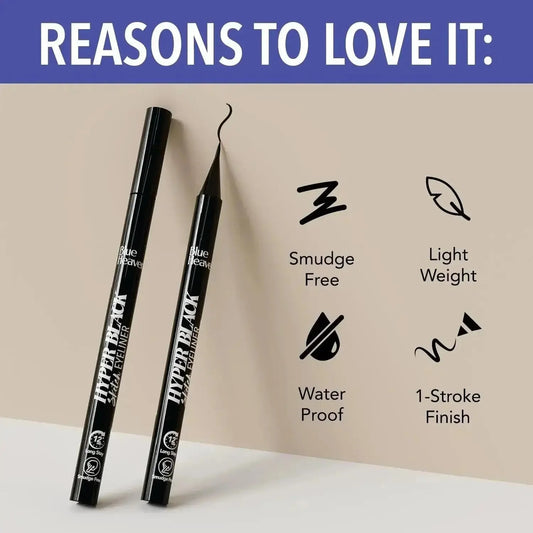 Blue Heaven Hyper Black Sketch Eyeliner Pen – 12hr Stay, Matte Finish, Waterproof & Smudge-Proof, One-Stroke, Advanced Steel Ball Technology - Gehnasale
