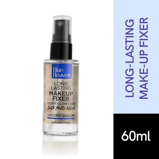 Blue Heaven Long-Lasting Makeup Fixer – Paraben-Free, Sweat-Proof, Infused with Vitamin E & Aloe Vera, Dewy Glow & Silk Matte Effect, 60ml