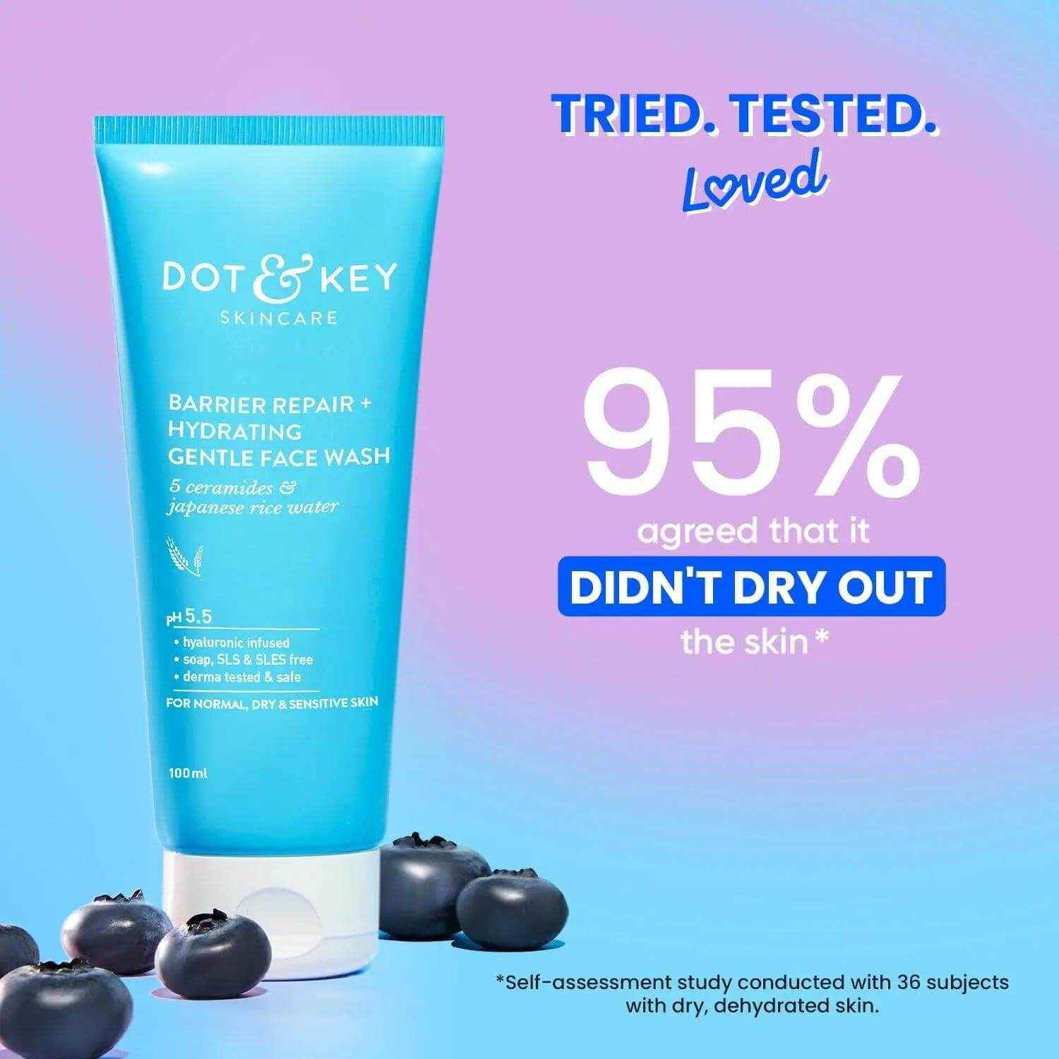 Dot & Key Barrier Repair Gentle Face Wash – 100ml | With Ceramides & Probiotics | Hydrating Cleanser for Dry, Normal & Sensitive Skin | Unisex Use