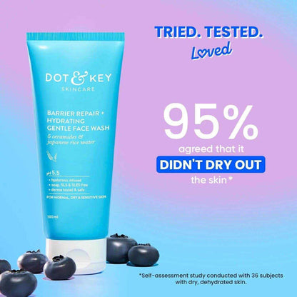 Dot & Key Barrier Repair Gentle Face Wash – 100ml | With Ceramides & Probiotics | Hydrating Cleanser for Dry, Normal & Sensitive Skin | Unisex Use