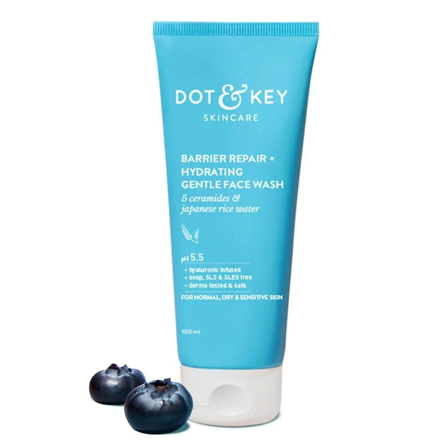 dot & key barrier repair gentle face wash – 100ml | with ceramides & probiotics | hydrating cleanser for dry, normal & sensitive skin | unisex use