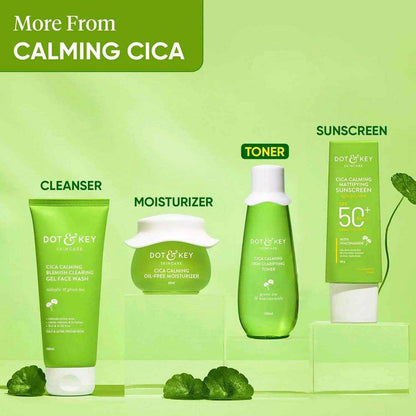 Dot & Key Cica Calming Clarifying Toner – 150ml | With Green Tea & Niacinamide | Fights Acne & Fades Scars | For Oily, Sensitive & Acne-Prone Skin