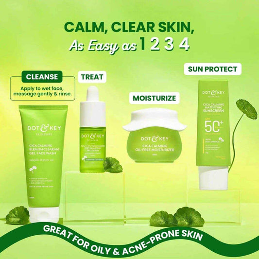 Dot & Key CICA Face Wash – 100ml | 2% Salicylic Acid + Zinc | Acne Control Cleanser for Oily, Sensitive Skin | Sulphate-Free | For Men & Women