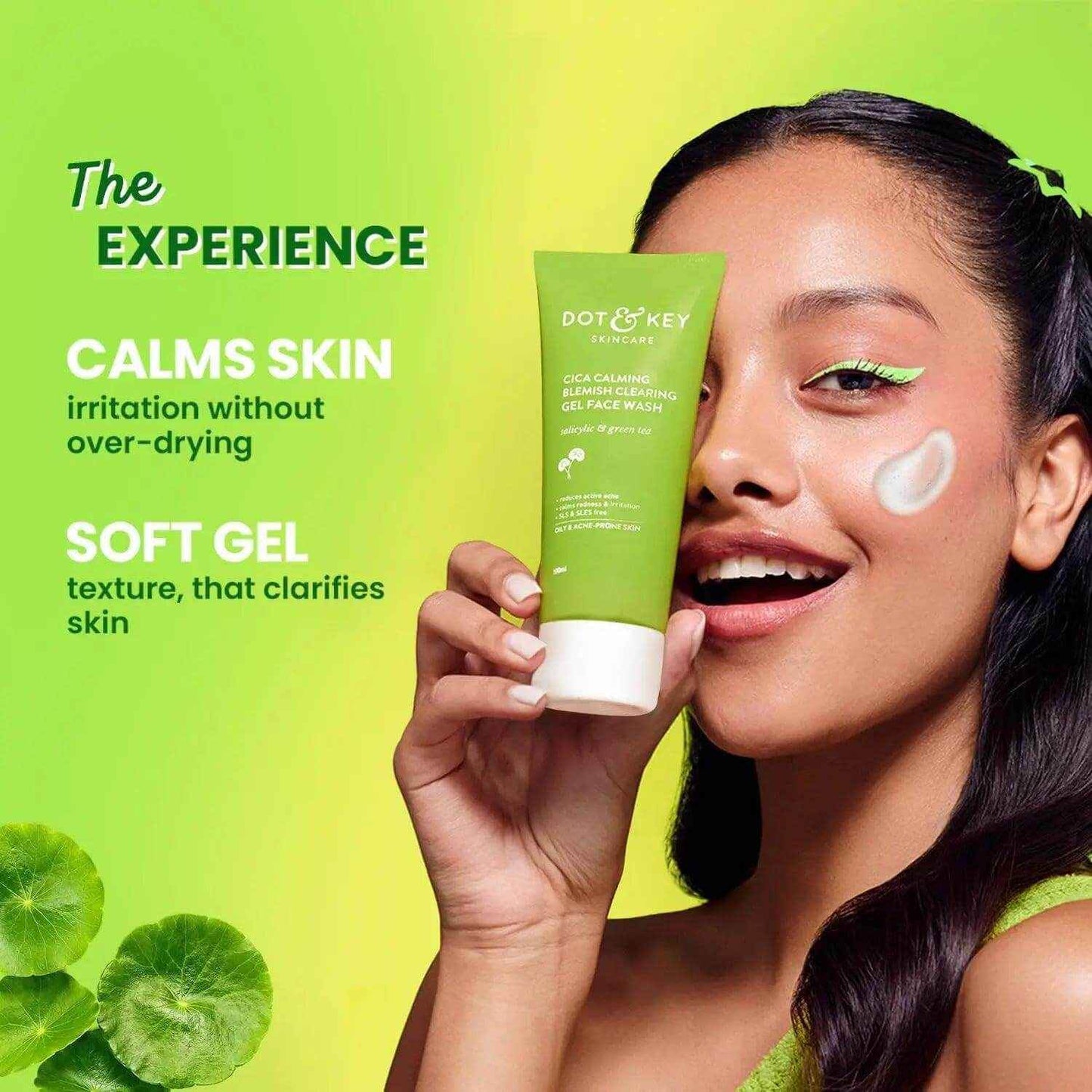 dot & key cica face wash – 100ml | 2% salicylic acid + zinc | acne control cleanser for oily, sensitive skin | sulphate-free | for men & women