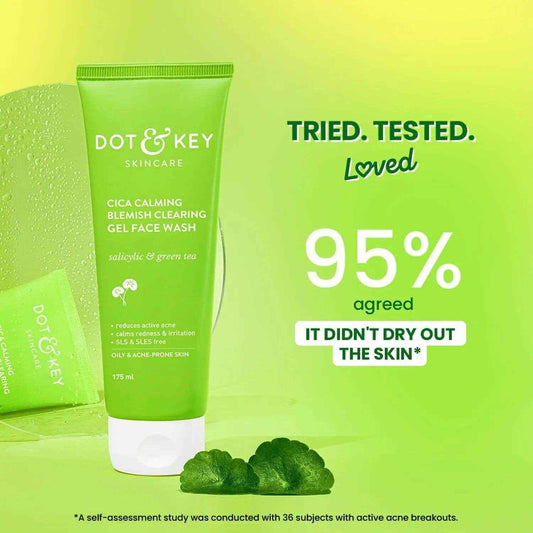 Dot & Key CICA Face Wash – 100ml | 2% Salicylic Acid + Zinc | Acne Control Cleanser for Oily, Sensitive Skin | Sulphate-Free | For Men & Women