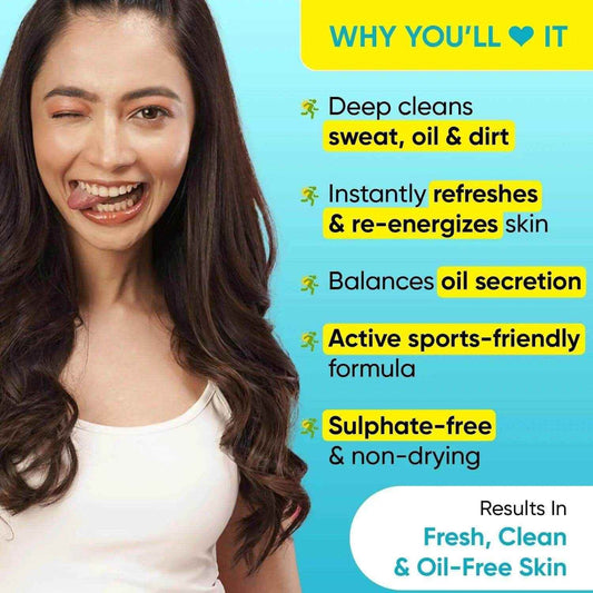 Dot & Key Lime Rush Sports Face Wash – 100ml | Deep Cleans Sweat, Oil & Dirt | Sulphate-Free, Non-Drying Cleanser for All Skin Types | Post-Workout Freshness