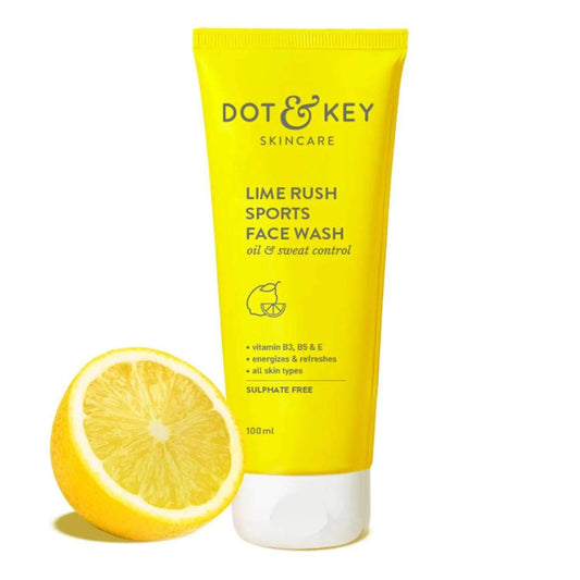 Dot & Key Lime Rush Sports Face Wash – 100ml | Deep Cleans Sweat, Oil & Dirt | Sulphate-Free, Non-Drying Cleanser for All Skin Types | Post-Workout Freshness