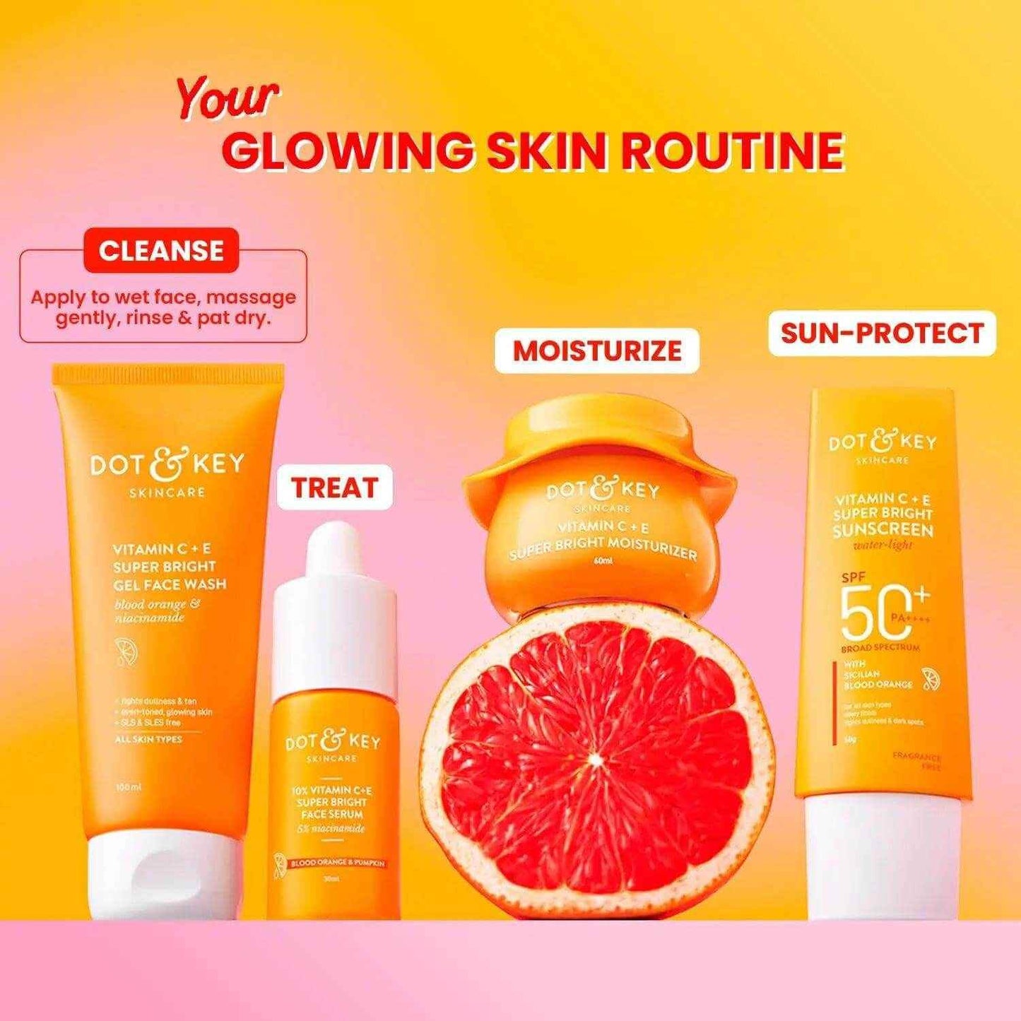 dot & key vitamin c + e super bright gel face wash – 100ml | triple vitamin c for glowing skin | gentle cleanser for all skin types | unisex