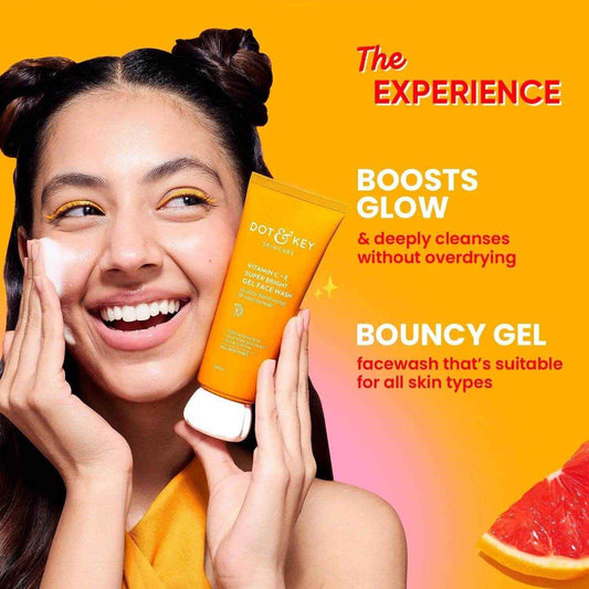 Dot & Key Vitamin C + E Super Bright Gel Face Wash – 100ml | Triple Vitamin C for Glowing Skin | Gentle Cleanser for All Skin Types | Unisex