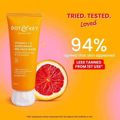 Dot & Key Vitamin C + E Super Bright Gel Face Wash – 100ml | Triple Vitamin C for Glowing Skin | Gentle Cleanser for All Skin Types | Unisex