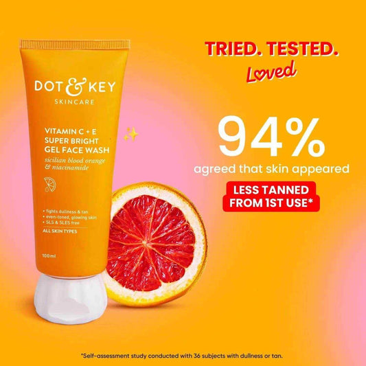 Dot & Key Vitamin C + E Super Bright Gel Face Wash – 100ml | Triple Vitamin C for Glowing Skin | Gentle Cleanser for All Skin Types | Unisex